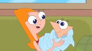 Young Candace first sees baby Phineas in flashback.