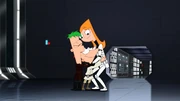 Phineas, Ferb e Candace se abraçam