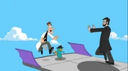 Doof com medo do robô do Abraham Lincoln