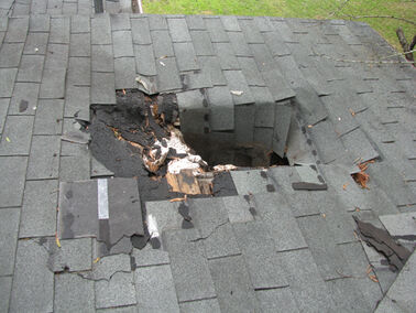 Hole in roof shingles