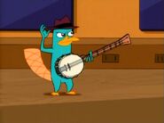 Perry playing a banjo