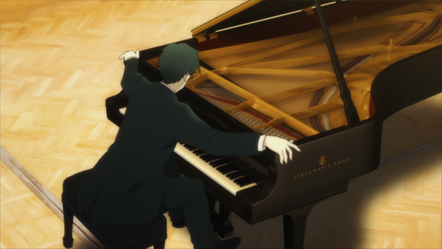 anime :: art :: girl :: piano :: stars :: alone :: black :: white -  JoyReactor