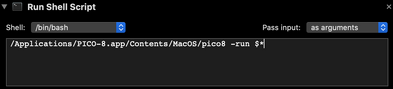 MacOS - Automator - Shell Script for PICO-8