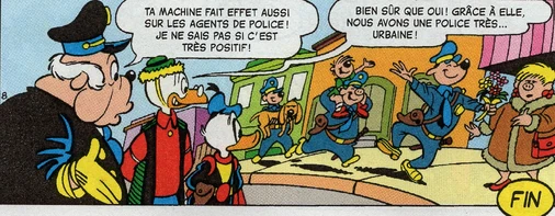 Dernière case de l'histoire où les policiers ne font que de bonnes actions grâce à la machine de Géo.