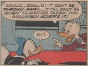 Gontran explique à Donald comment se débarrasser de la pièce.