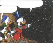 Picsou pensant avoir trouvé des diamants.