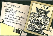 Une lettre de Picsou à ses parents, le montrant comme un véritable cow-boy du nom de « Buck » Picsou.