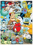 Illustration d'espèces extraterrestres et créatures étranges que Picsou a rencontrées, réalisée par Don Rosa pour les soixante ans de Picsou. Les micro-ducks sont au premier-plan à droite.
