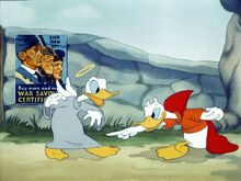 Confrontation entre les bonne et mauvaise consciences de Donald Duck