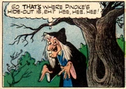 La Sorcière dessinée en 1954 par  dans l'histoire Trois consciences en paix !, où elle s'oppose notamment à .