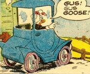 Grand-mère Donald et sa voiture dessinées par Frank McSavage dans La voiture de Grand-Maman.