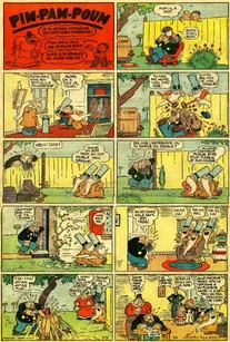 Gag de la série américaine Pim-Pam-Poum !, réalisé à la fin des années 1930 par Rudolph Dirks.