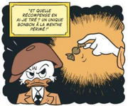 La seule récompense du jeune Picsou de la part du maître un bonbon à la menthe périmé