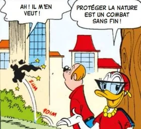 Dernière case de l'histoire où Fantomiald vient de recevoir la branche sur la tête.