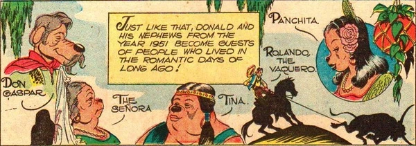 Les personnages que rencontrèrent Donald et ses neveux dans l'ancienne Californie.