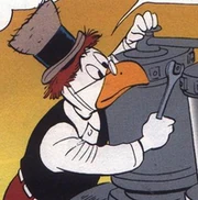 Grégoire Trouvetou, réparant une machine.
