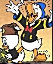 Donald sur le point de tomber.