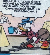 Picsou faisant la manche.