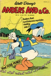 Couverture de la revue danoise Anders And & Co. n°1973-28 illustrant l'histoire et dessinée par Nils Rydahl.