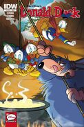 Couverture de la revue américaine Donald Duck n°371 du 19 août 2015 illustrant ce récit. Elle est dessinée par Dave Alvarez.