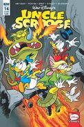 Couverture de la revue américaine Uncle Scrooge n°418 du 4 mai 2016 illustrant ce récit. Elle est dessinée par Daan Jippes, encrée par Ulrich Schröder et colorisée par Ronda Pattison.