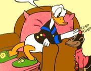 Jingo ayant un comportement exemplaire devant son maître, .