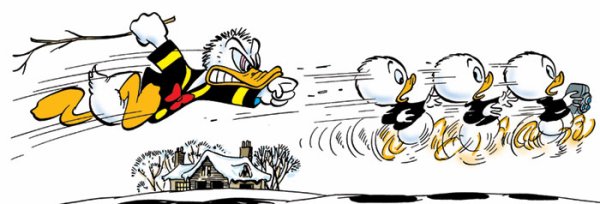 Donald Duck poursuivant ses neveux Promesses glissantes