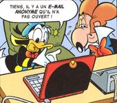 Donald et Baptiste aperçoivent un mail non-lu de Picsou