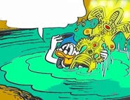 Picsou tenant la couronne Maya.