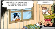 Picsou ne voit pas le chef de gare ni le conducteur de la locomotive !