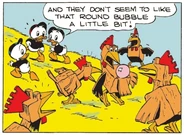 Riri, Fifi et Loulou font la découverte des poules carrées.