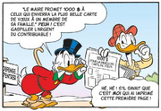 Picsou lit la fausse Une de Donald