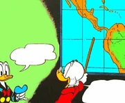 Une carte représentant une petite partie de l'Amérique latine, dans Les timbrés du timbre de Carl Barks.