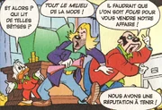 Les patrons d'usine de pantalons quittent Picsou en voyant son style vestimentaire.