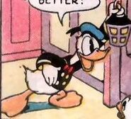 Donald dessiné par Carl Barks et Jack Hannah dans leur première histoire.