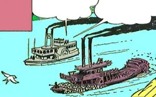 Deux bateaux sur le Mississippi.