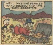 Picsou admire le trésor d'Alexandre le Grand.