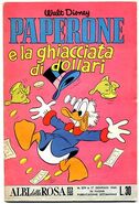 Couverture du magazine italien Albi della rosa / Albi di Topolino n°271 illustrant l'histoire et réutilisant une case de Carl Barks, redessinée en partie par Ambrogio Vergani.