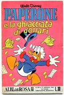 Couverture du magazine italien Albi della rosa / Albi di Topolino n{{o}}271 illustrant l'histoire et réutilisant une case de Carl Barks, redessinée en partie par Ambrogio Vergani.