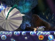 Armurk curled in a ball about to bounce in the air, crushing any Pikmin or Olimar under it.