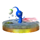 A Blue Pikmin trophy in Super Smash Bros. for Nintendo 3DS