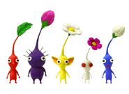 The five main Pikmin found in Pikmin 2.