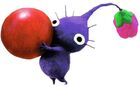 A Purple Pikmin carrying a red berry in Pikmin 2