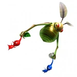 Artwork of a Swooping Snitchbug carrying Pikmin from Pikmin.