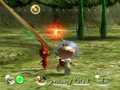Captain Olimar discovering the Red Pikmin.