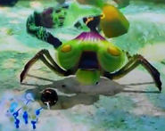 An Aristocrab about to consume a Bomb Rock