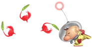 Olimar throwing some Pikmin.