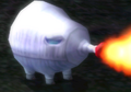 A Fiery Blowhog shooting flames in Pikmin 2.