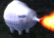 A Fiery Blowhog shooting flames in Pikmin 2