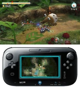 The Wii U GamePad being used to display a level map in Pikmin 3